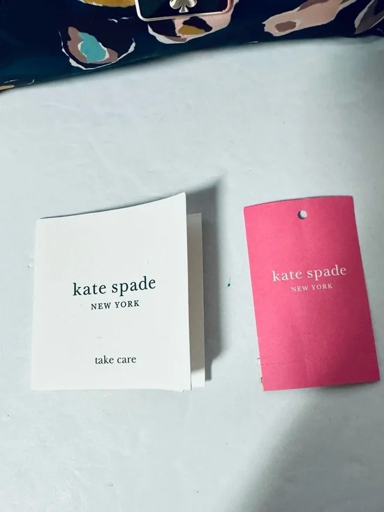 Kate Spade Pencil/Makeup/Change Bag Navy BLK Beige Abstract Flowers NWT - Picture 9 of 9